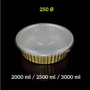 [SET] 골드 원형 알루미늄(용기+뚜껑) 200개/G2000R G2500R G3000R